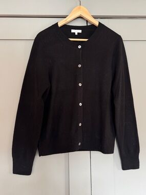 NakedCashmere Black Crewneck Button Cardigan